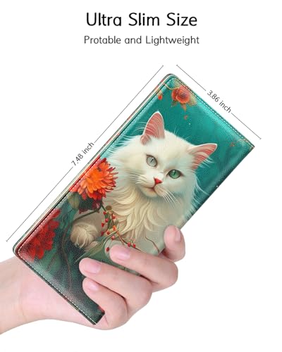 Image of Nipichsha Womens Wallet, RFID Slim Wallets for Women, Thin Ladies Credit Card Holder Purse, Cute Leather Bifold Clutch Billfold with 11 Card Slots & ID Window, Elegant Cat