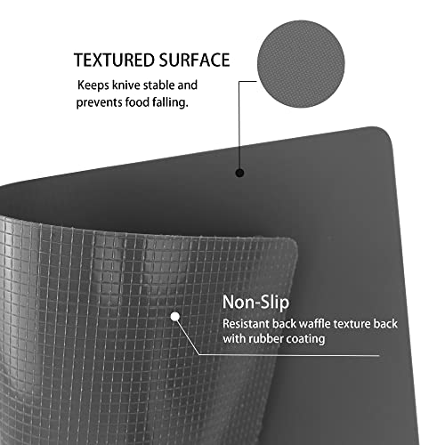 Zvp Plastic Cutting Boards, Flexible Cutting Mats For Cooking, Cutting Boards For Kitchen Dishwasher Safe, Food Icons, Anti-Slip, Bpa Free, Gradient Grey Set Of 5, 15X12In #TOP1