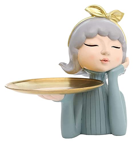 Statue de fille nordique avec plateau de rangement RLKHXBS en résine pour décor de table salon