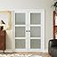 White 3 Lite Frosted Glass + Black Door Knob