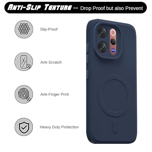 Image of Back Cover Compatible with Vivo V70 5G | MagFit Ring Design (Non-Magnetic) | Shockproof Case | Anti-Slip Grip | Raised Camera Edges | Slim Protective Case for Vivo V70 5G (Steel Blue)