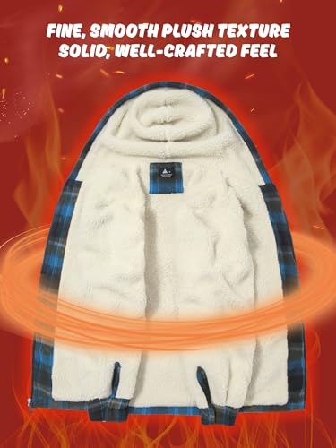 Mens Flannel Hoodie Jacket Fleece Lined Flannel Shirt Plaid Zip Up Sherpa Hooded Sweatshirt Warm Winter Coat2