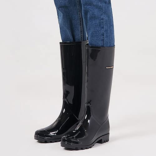planone Tall rain Boots for Women and Waterproof Garden Shoes，Anti-Slipping Rainboots for Ladies with Comfortable Insoles，Stylish Light rain Shoes and Outdoor Work Shoes