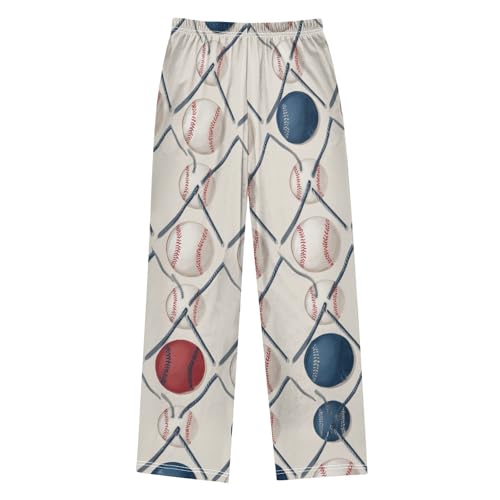 ZZXXB Baseball and Net Boys Long Pants Soft Trousers Elastic Waist Kids Lounge Bottoms with Pockets S-XL2