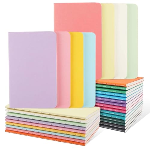 Oucaru 32PCS Mini Notebooks Bulk, 3.5' x 5.5', 16 Color, 60 Pages Blank Paper Small Pocket Notebook Set, Mini Journal Memo Notepads for Students, Traveler, School Office Supplies