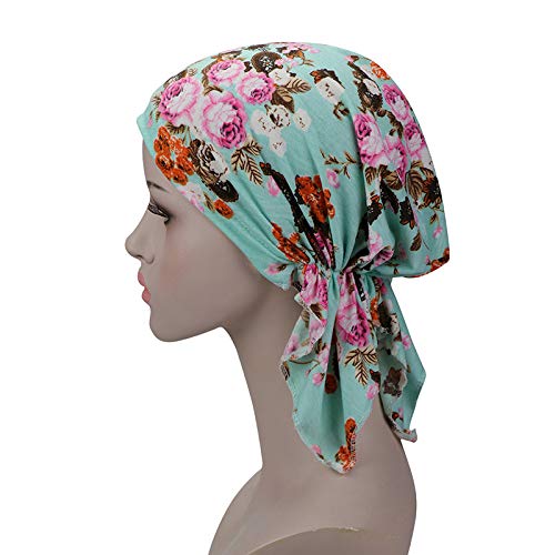 Pre Tied Chemo Head Scarf 3 Packed Beanie Skull Cover Cap For Women (Set4-Floral) #TOP7