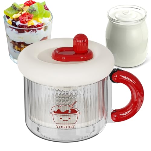 Filador de Yogurt - Press de Yogurt seco - Filtro de cuajada con Tapa | Recipiente de Fabricante de Queso Reutilizable Filtro de Malla Fina Separador lácteo para el Desayuno Crema para cocinar