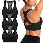 AENLLEY Seamless Wireless Racerback High Impact Sports Bras Women, Yoga Gym Activewear Black