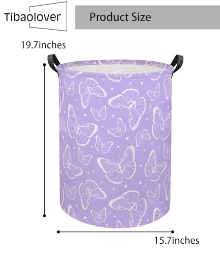 Image of Kids Laundry Basket Baby Hamper Toy Storage Bin for Boys Room Decor Baby Nursery Hamper Gift Baskets for Bedroom Bathroom(Purple Butterfly)