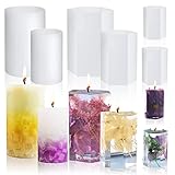 CEWROM Zylinder Kerzenform Silikon, Kerzen Formen 6 Stück DIY Förmig Sechseckig Stumpen Kerzenformen, 100 Stück Kerze Dochte 1 Festen Halter, Silikonform für Duftkerzen Handwerk/Feiertagsdekoration
