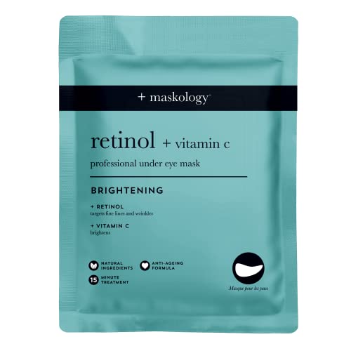 MASKOLOGY RETINOL + VITAMIN C Professional Under Eye Mask 3 Applications, Clear, 1 count (Pack of 3)