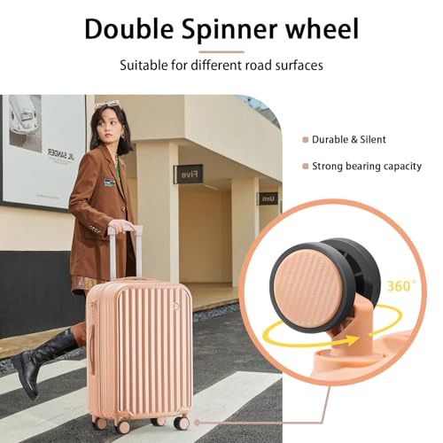 Hard Shell Carry On Luggage With Cup Holder & Charger, 20IN Carry On Luggage With Spinner Wheels, 360° Rotatable, Airline Approved TSA-locked4