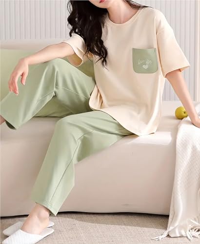 Image of Louis Luxe Womens Korean Night Dress || Full Pyjama Set ||Korean Nightsuit || Women Nightwear ||Round Neck Full Sleeve Nightsuit || Loungewear || Everyday Nightdress (ND-10)