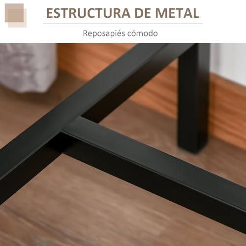 HOMCOM Conjunto Mesa Alta de Cocina con 2 Taburetes, Mesa de Bar Alta, Ahorro de Espacio, para Pisos Pequeños, Comedor, Balcón o Isla Cocina, Estilo Industrial, 89x45x87 cm, Natural y Negro - imagen 3