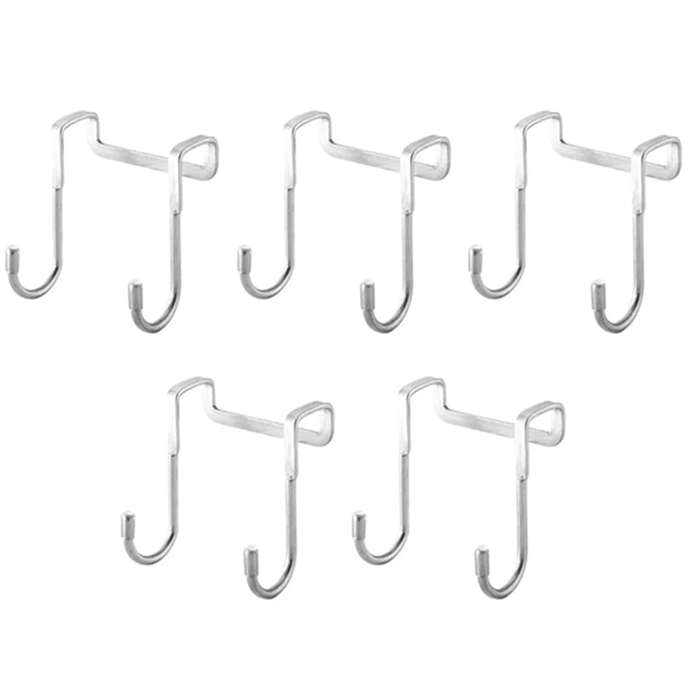 Aundhegrtt Punching Double S-Shape Hook Type Coat Towel Storage Hanger Kitchen Bathroom Cabinet Door Back