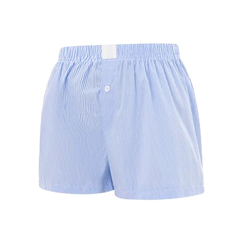 Image of Y2k Plaid Shorts Cute Baggy Ginghem Boxer Shorts for Women Checked Lounge Pajama Bottom Preppy Sleep Pj Shorts