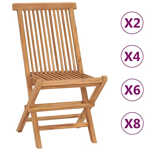 Vidaxl Solid Teak Wood Folding Patio Chairs Outdoor Garden Terrace Yard Wooden Seat Sitting Foldable Dining Dinner Chair Patio Furniture #TOP6