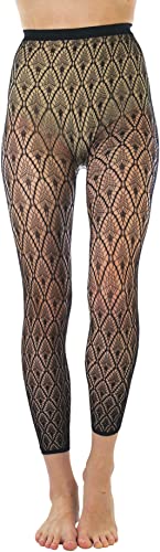 Image of ToBeInStyle Women's Single Floral Lace Fishnet Tights Footless & Stirrup Design
