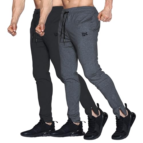 BROKIG Mens Leglock Gym Jogger Sweat Pants Ankle Zip,Workout Sweatpants Athletic Tapered Jogging Pants with Pockets