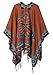 Urban CoCo Women's Printed Tassel Open front Poncho Cape Cardigan Wrap Shawl (Orange-series 5)