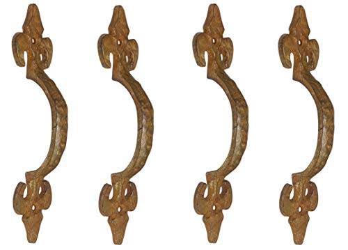 Adonai Hardware "Nethaniah Antique Cast Iron Cabinet Pull Handles (6.1" x 4 Pack, Rust Living Finish) for Vintage Wooden Barn Doors, Gates, Closets, Furniture, Drawers, Cupboards, Wardrobes and Sheds