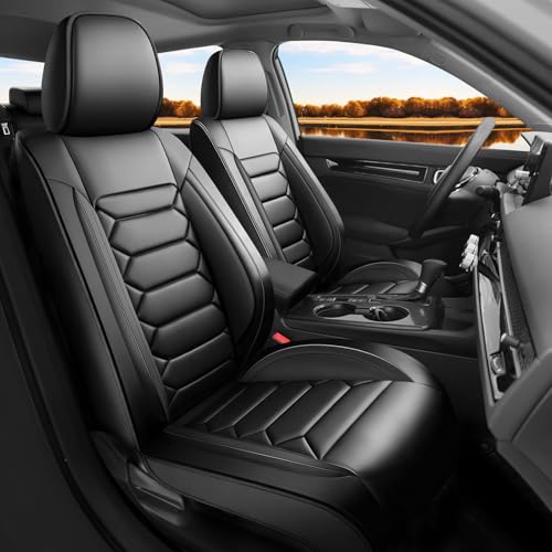 Kaomim Fit Civic Car Seat Covers Compatible with Honda Civic 2022 2023 2024 2025 2026 Sport Sport Touring EX EX-L LX Touring Model-Full Coverage Breathable Leather (Full Set Black)