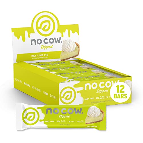 No Cow High Protein Bars, Birthday Cake 12 Pack + Key Lime Pie 12 Pack, 21G Plant Based Vegan Protein, Keto Friendly, Low Sugar, Low Carb, Low Calorie, Gluten Free #TOP2