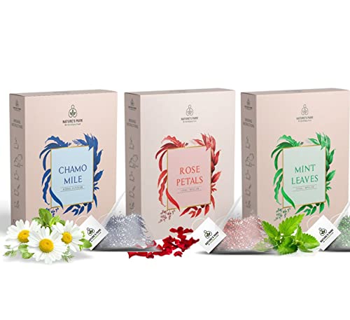 Image of Nature's Park Mint Leaves, Rose Petals and Chamomile Herbal Infusion (Pyramid Infusion TeaBags-5) Pack of 3
