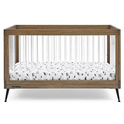 Image of Delta Children Sloane 4-in-1 Acrylic Convertible Crib - Greenguard Gold Certified, Acorn/Matte Black