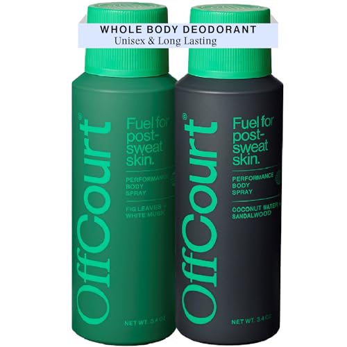 OffCourt - Natural Deodorant Body Spray for Men and Women - Aluminum Free - Whole Body Deodorant for Women and Men – Variety Pack of Sandalwood and Fig Leaves Scents, 3.4 Ounce (Pack of 2)