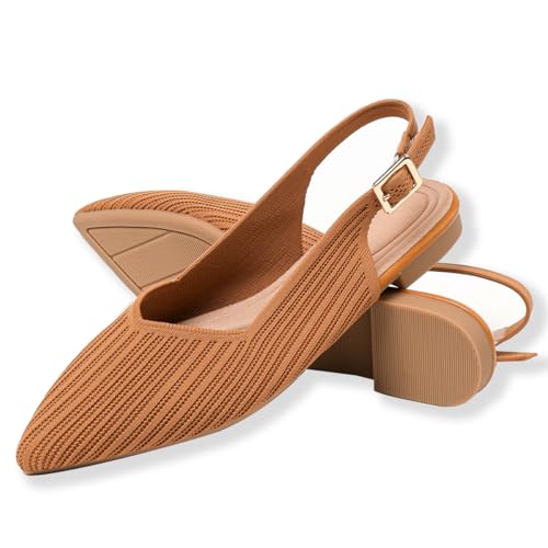Women's Flats Shoes Pointed Toe Knit Foldable Ballet Ankle Strap Flat for Women Comfortable Dress Slip On Womens Shoe for Casual Office Work2