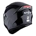 1Storm Motorcycle Street Bike Dual Visor/Sun Visor Full Face Helmet Mechanic with LED Tail Light: Glossy Black
