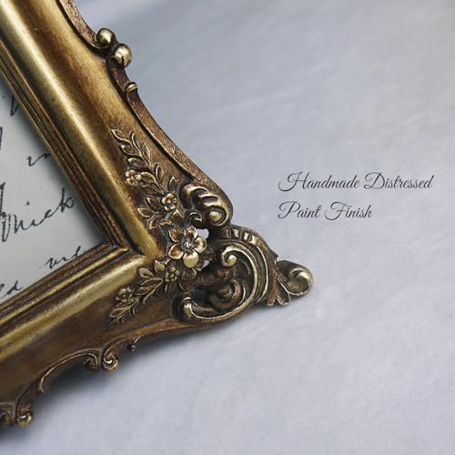 Sunlit Vintage Picture Frame 8x10 Inch, Luxury Antique Photo Frames with Glass Front, Photo Display, Tabletop Wall Hanging, Gift Ideas, Bronze Gold