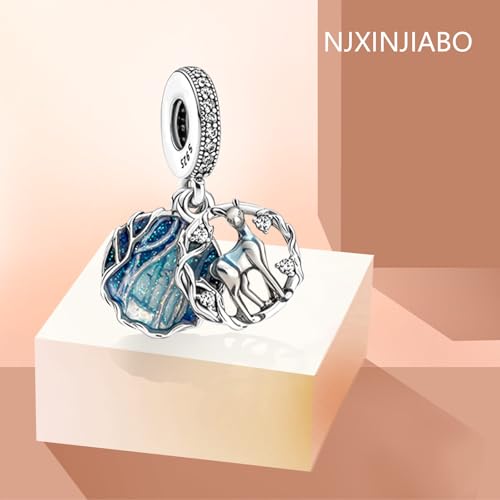 Image of S925 Sterling Silver Romantic Charm Pendant, Gifts for Family Friends Girlfriend, Valentine's Day Birthday Christmas Anniversary, Bracelet Necklace Bead Dangle Charm for Women Jewelry
