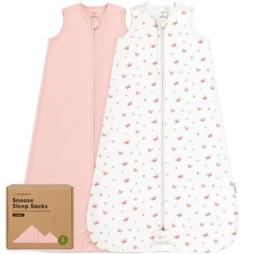 Image of 2-Pack Baby Sleep Sacks, Zipper Wearable Blanket - 100% Organic Cotton 0.5TOG, Soft Lightweight Toddler Sleeping Sack 12-24 months, Easy to Wear Newborn Swaddles Sleepsack (Butterflies, L)