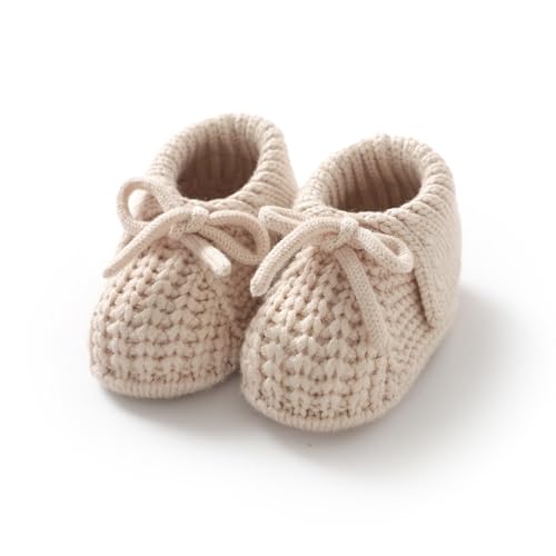 Image of Wugugu Baby Booties Newborn Boys Girls First Walkers Soft Knit Infant Sock Shoes Cozy Crochet Toddler Crib Boots