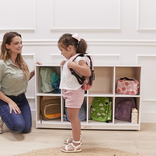 Image of ECR4Kids 8-Compartment Mobile Backpack Storage Cabinet, Classroom Furniture, White Wash