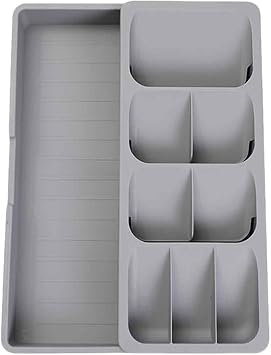 Expandable Kitchen Drawer Organizer Tray, 15.910.32.2in,Adjustable Silverware Storage for Spoons,Forks,Knives, Compact Cutlery Holder Saves SpaceGrey