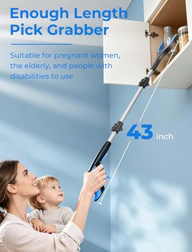 Image of 44 inch Grabber Reacher Tools, 2 Pack Upgraded Strong Foldable Reacher Grabber Heavy Duty Pickup Tool, 4 inch Wide Claw Opening & 360 Rotating Jaw & Magnet Lightweight Grabber Tool for Senior Patient