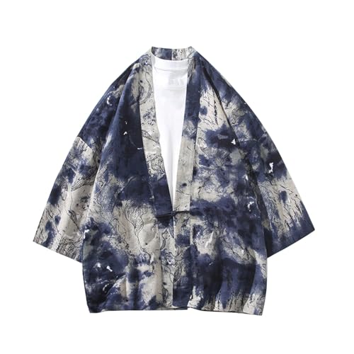 Kimono japonais imprimé : cardigan d'été manches 3/4 avec coupe Yukata ouverte