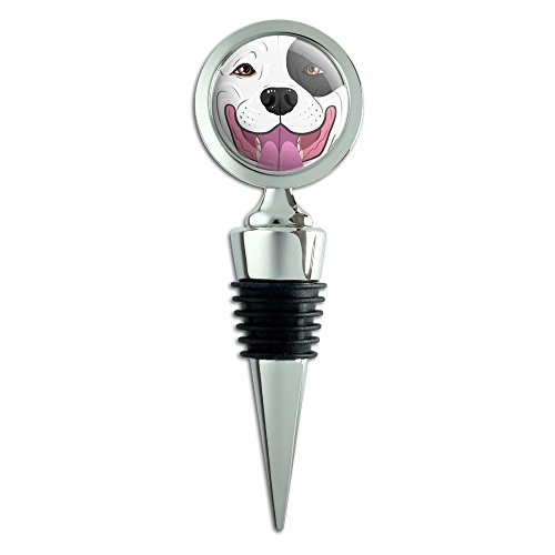 Pit Bull Face Black and White Dog Wine Bottle Stopper