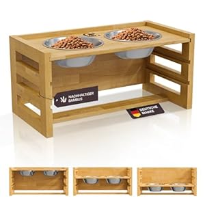 Hundenapf erhöht – ergonomische Fresshaltung, Futterstation Hund entlastet Nacken und Wirbelsäule, für kleine bis mittelgroße Hunde