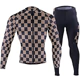 Fahrradausrüstung für kaltes Wetter, mit Taschen, winddicht, für Herren, 3D-gepolstert, Karomuster, X-Large
