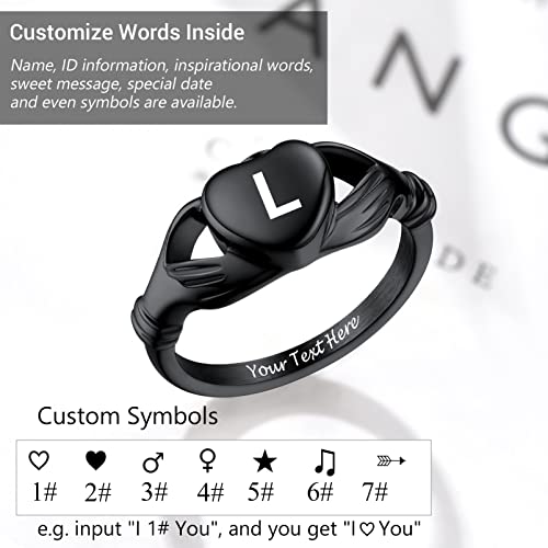 Image of Memorial Keepsake Urn Rings for Ashes Hair for Women Men, Claddagh Heart Ring, Rose Ring, Cremation Jewelry, Black /18K Gold Plated Stainless Steel, Size 6-11, Come with Box