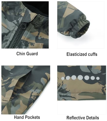 Image of Boys Girls Waterproof Hooded Jackets Fleece Lined Rain Jackets
