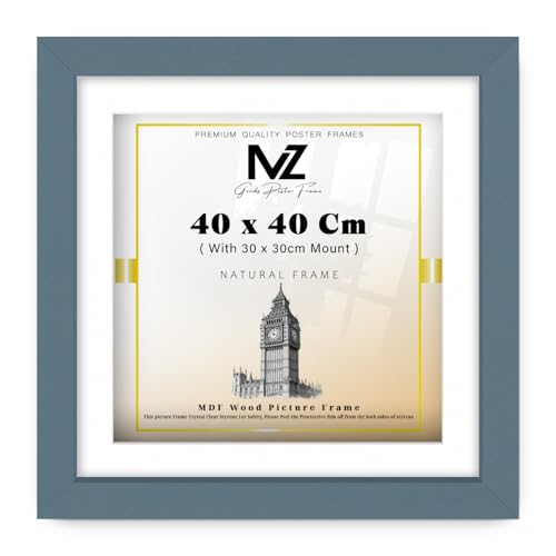 MZ GOODS - Professional Square (40 x 40 Cm) with (30 x 30 Cm) White Mount MDF Wood Poster Frame –16 x 16 Inch Enhance Your Space with Large Artwork/Photographs Decor [ Dark Grey ]