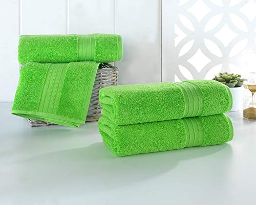 Qute Home 8-Pieces Towel Set; 2 Bath Towels, 2 Hand Towels, and 4 Washcloths | Spa & Hotel Towels Quick Dry 100% Turkish Cotton Towel Sets for Bathroom (Lawn Green, Towel Set - Set of 8) - Thumbnail 4