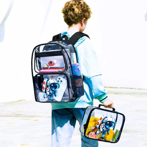 Image of KLFVB 3PCS Clear Backpack for Girls and Boys, Kids See Through Backpacks Stadium Approved, Transparent Bookbag for Elementary