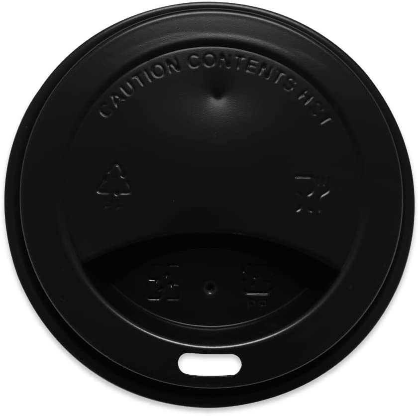 Siptown Hot Paper Cup Lids 200 Count Dome Lids Hot for Beverages, Coffee, Tea | Bulk Quantity for Restaurants & Coffee Shops | Easy Sipping Plastic Lids (12-20oz - Black)