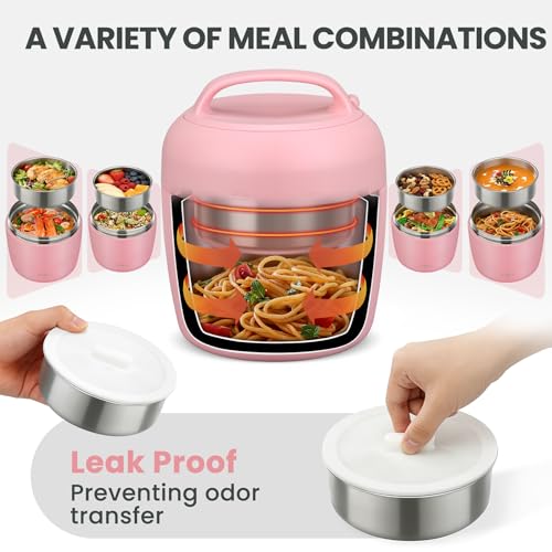 Image of wiwens Thermo Food Jar for Hot Food Adults 32OZ Soup Thermo Lunch Containers Wide Mouth Vacuum Insulated Stainless Steel Leakproof Bento Box with Spoon